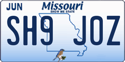 MO license plate SH9J0Z