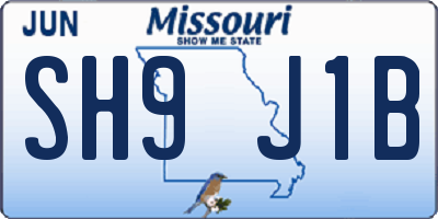 MO license plate SH9J1B