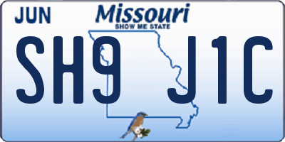MO license plate SH9J1C