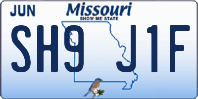 MO license plate SH9J1F