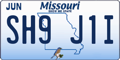 MO license plate SH9J1I
