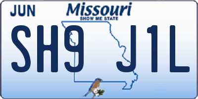 MO license plate SH9J1L