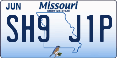 MO license plate SH9J1P