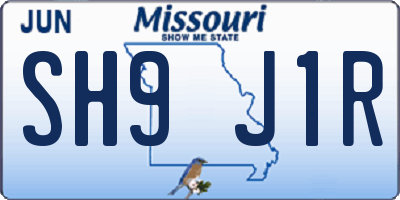 MO license plate SH9J1R