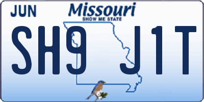 MO license plate SH9J1T