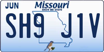 MO license plate SH9J1V
