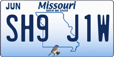 MO license plate SH9J1W