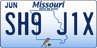 MO license plate SH9J1X
