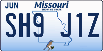 MO license plate SH9J1Z