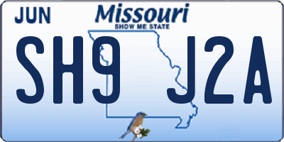 MO license plate SH9J2A