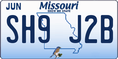 MO license plate SH9J2B