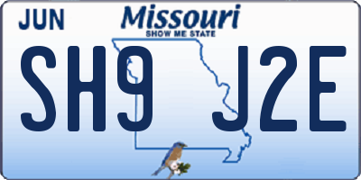 MO license plate SH9J2E