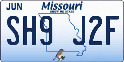 MO license plate SH9J2F