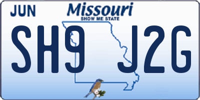 MO license plate SH9J2G