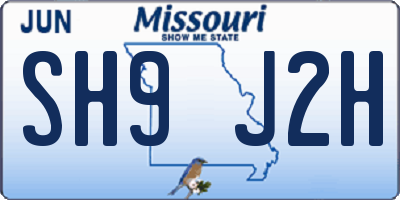 MO license plate SH9J2H