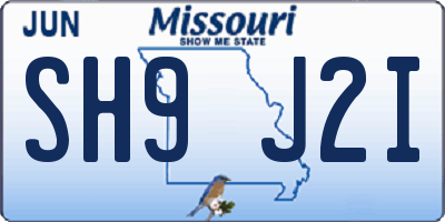 MO license plate SH9J2I