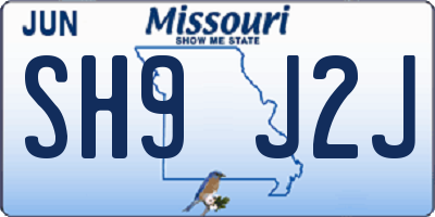 MO license plate SH9J2J