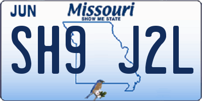 MO license plate SH9J2L