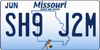 MO license plate SH9J2M