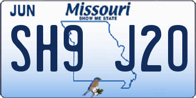 MO license plate SH9J2O