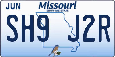 MO license plate SH9J2R