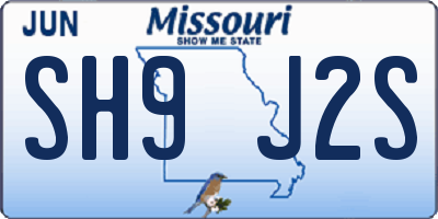 MO license plate SH9J2S