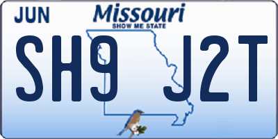 MO license plate SH9J2T