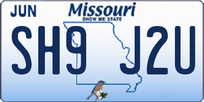MO license plate SH9J2U