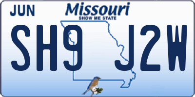 MO license plate SH9J2W