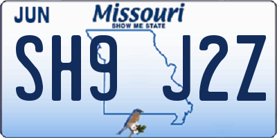 MO license plate SH9J2Z