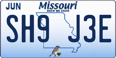 MO license plate SH9J3E
