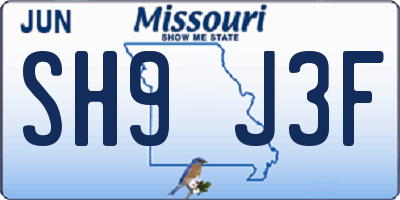 MO license plate SH9J3F