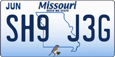 MO license plate SH9J3G