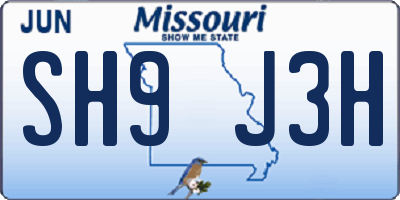 MO license plate SH9J3H