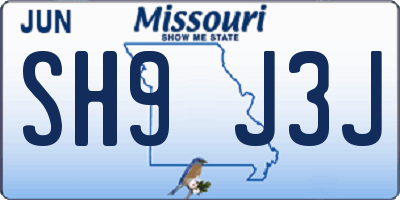 MO license plate SH9J3J