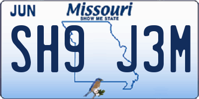 MO license plate SH9J3M