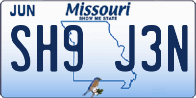 MO license plate SH9J3N