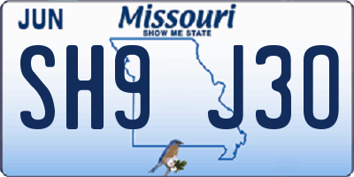 MO license plate SH9J3O