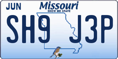 MO license plate SH9J3P