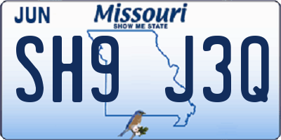MO license plate SH9J3Q