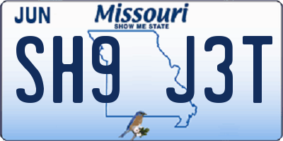 MO license plate SH9J3T