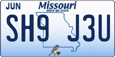MO license plate SH9J3U