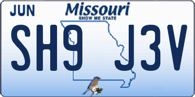MO license plate SH9J3V