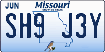 MO license plate SH9J3Y