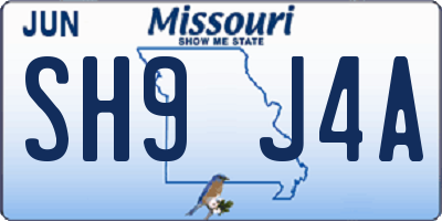 MO license plate SH9J4A