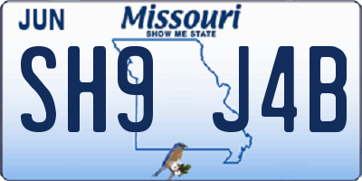 MO license plate SH9J4B