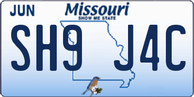 MO license plate SH9J4C