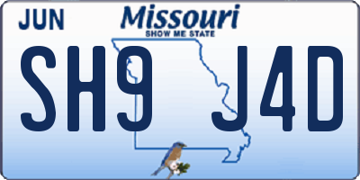 MO license plate SH9J4D