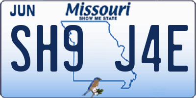 MO license plate SH9J4E