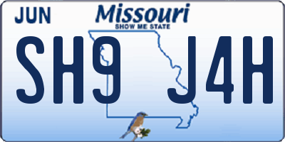 MO license plate SH9J4H